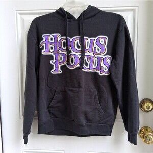 juniors hoodie small 3/5 Disney Hocus Pocus black & purple logo graphics